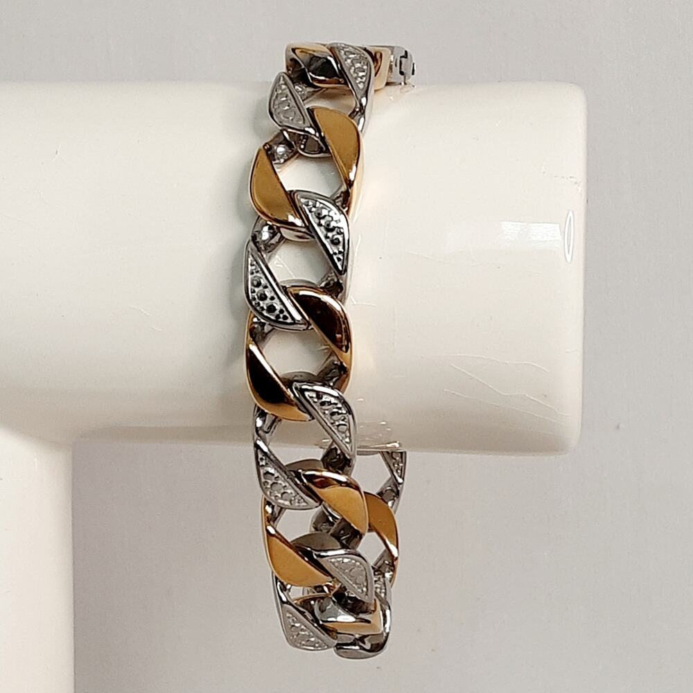 💎BlackJack! Chunky Stainless Steel Chain Bracelet Gold And Silver Two Tone Links